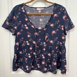 Navy Floral Peplum Top | So Girls XL